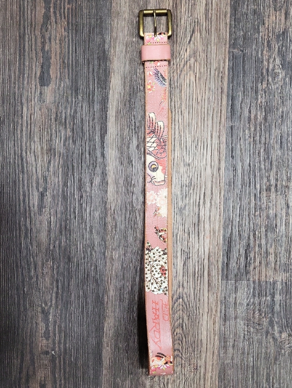 Rare Vintage Ed Hardy Geisha/Koi Belt Sz Lg